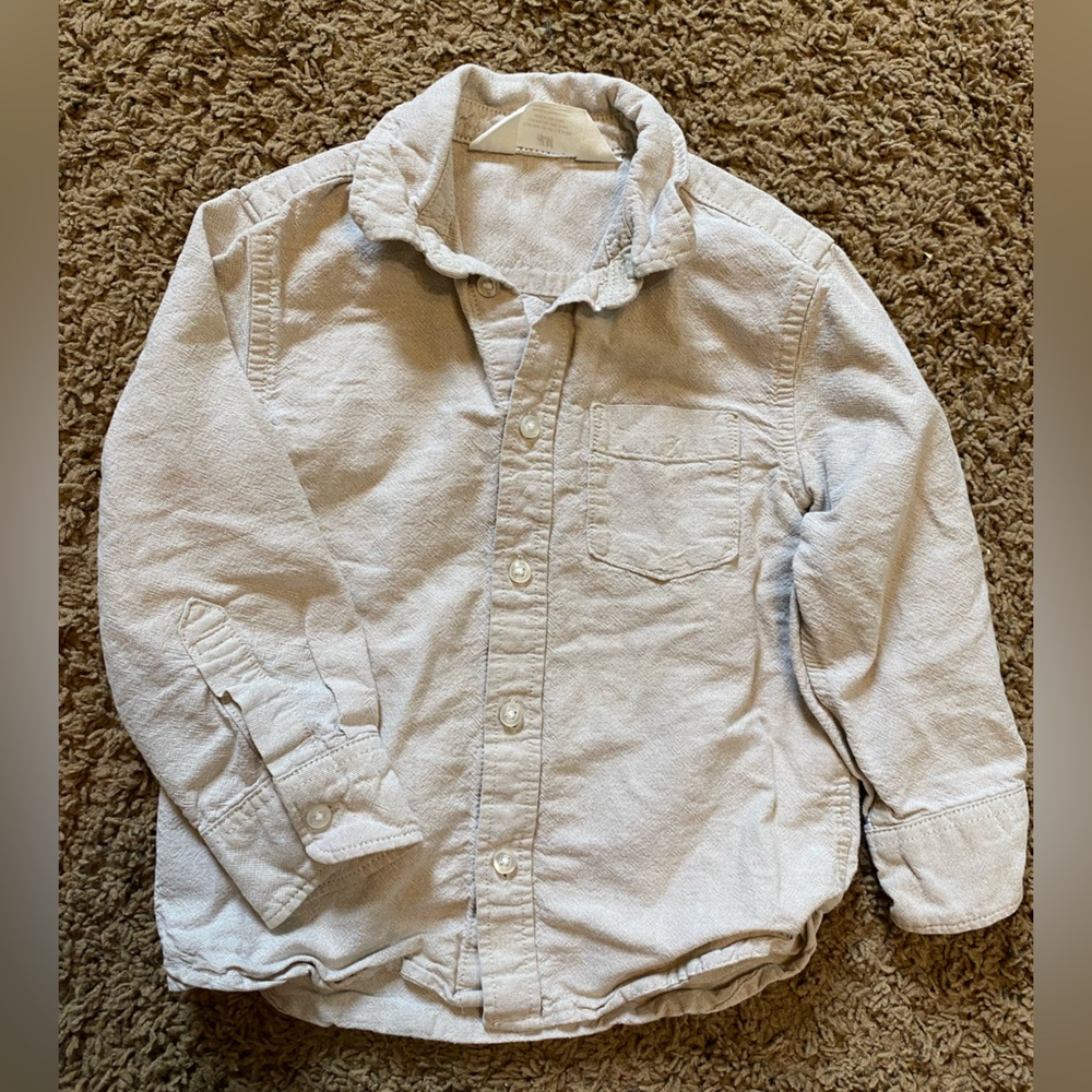 H&M Cream Textured Button-Up Shirt